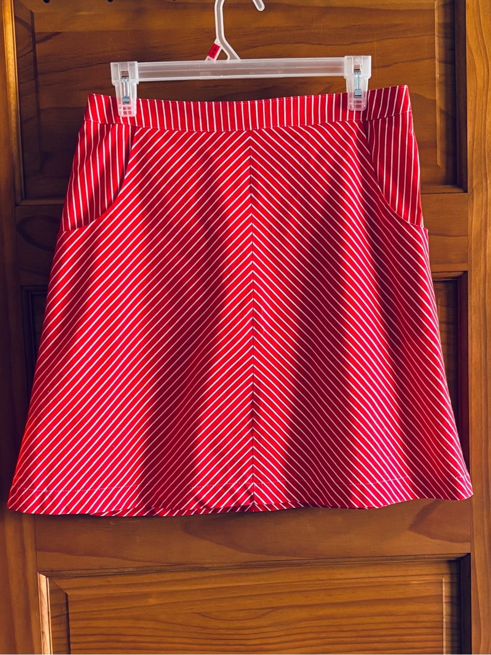 Upcycled Skirt-Poppy Red Striped A-Line